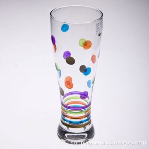 Hand-painted Beer Glass with 645mL Capacity and 23.2cm Height, Customized Designs Welcomed